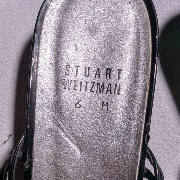 Vtg Y2K Stuart Weitzman Black Rhinestone Embellished Kitten Heel Mule Sandals 6 - Picture 5 of 6